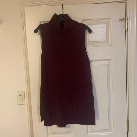 White House Black Market Sweaters - White House Black Market Burgundy Sleeveless Turtleneck Sweater sz S